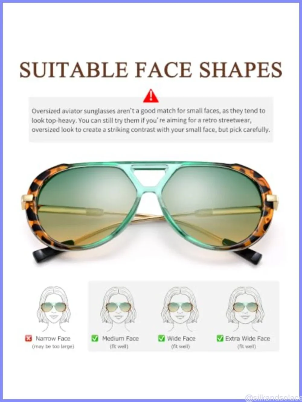 Oversized Retro Aviator Sunglasses Double Bridge UV Protection